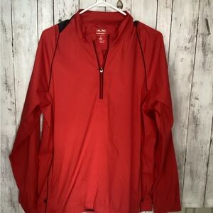 Adidas Windbreaker Jacket Mens m  Red Pullover ClimaProof Wind Golf Zip